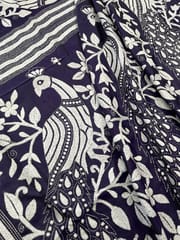 Peacock Kanthawork Saree - VIOLET