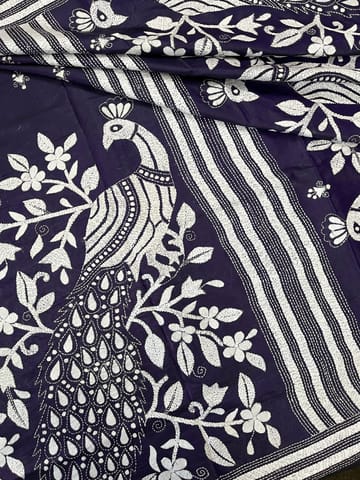 Peacock Kanthawork Saree - VIOLET