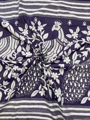 Peacock Kanthawork Saree - VIOLET