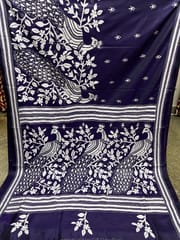 Peacock Kanthawork Saree - VIOLET