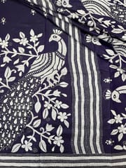 Peacock Kanthawork Saree - VIOLET