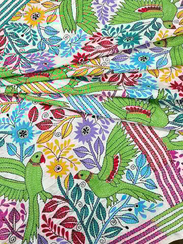 PARROT Theme Kanthawork Saree