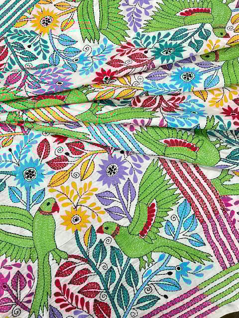 PARROT Theme Kanthawork Saree