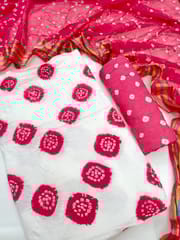 Bandhani Dress Material - DARK PINK