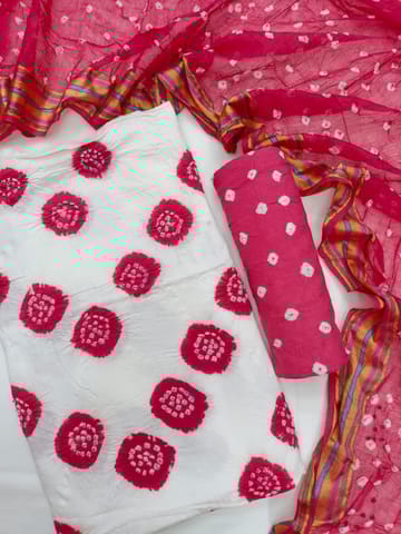 Bandhani Dress Material - DARK PINK