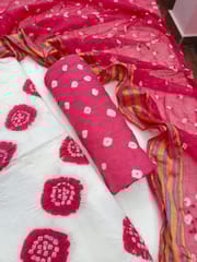Bandhani Dress Material - DARK PINK