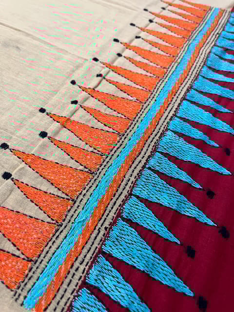 Dual Color Kanthawork Blouse Piece