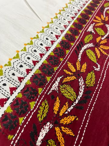 Dual Color Kanthawork Blouse Piece