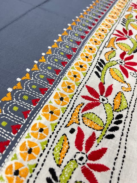 Dual Color Kanthawork Blouse Piece