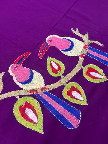 Bird Theme Kanthawork Blouse Piece