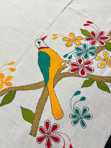 Bird Theme Kanthawork Blouse Piece