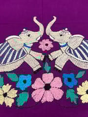 Elephant Theme Kanthawork Blouse Piece