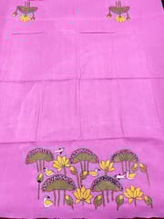 Lotus Pond Theme Kanthawork Blouse Piece