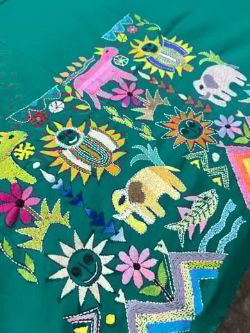Jungle Theme Kanthawork Blouse Piece