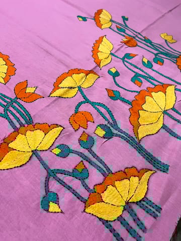 Lotus Theme Kanthawork Blouse Piece