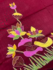Lotus Theme Kanthawork Blouse Piece