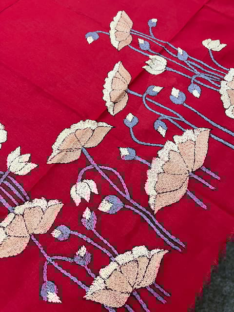 Floral Kanthawork Blouse Piece