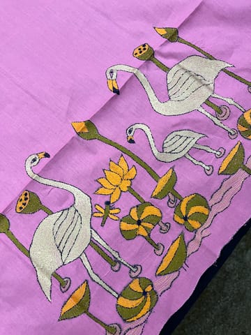 Crane Theme Kanthawork Blouse Piece