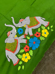 Elephant Theme Kanthawork Blouse Piece