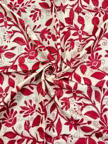 Floral Designer Kanthawork Blouse Piece