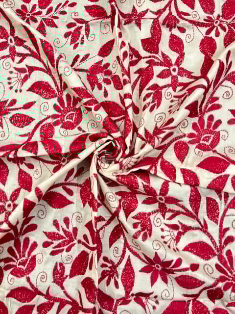 Floral Designer Kanthawork Blouse Piece
