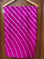Chinon Lehariya Saree - RANI PINK