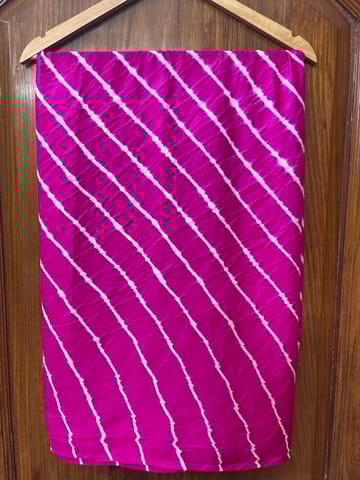 Chinon Lehariya Saree - RANI PINK