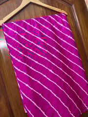 Chinon Lehariya Saree - RANI PINK