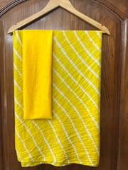 Chinon Lehariya Saree - YELLOW