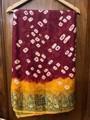 Jacquard Silk Bandhani Saree