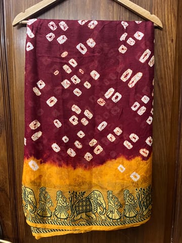 Jacquard Silk Bandhani Saree