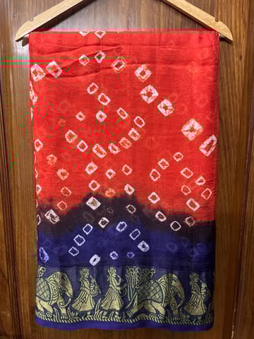 Jacquard Silk Bandhani Saree