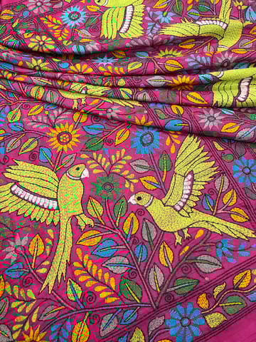 PARROT THEME Kanthawork Saree