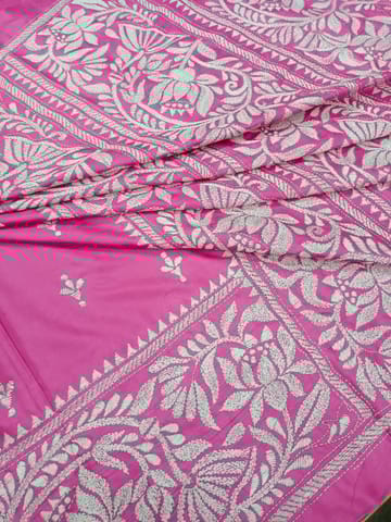 Lotus Theme Kanthawork Saree
