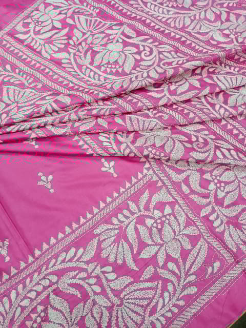 Lotus Theme Kanthawork Saree