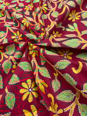 Floral Designer Kanthawork Blouse Piece