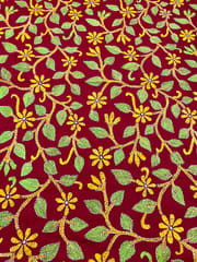 Floral Designer Kanthawork Blouse Piece