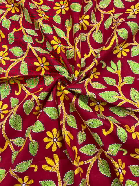 Floral Designer Kanthawork Blouse Piece