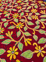 Floral Designer Kanthawork Blouse Piece