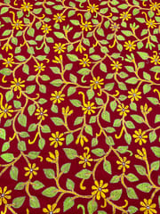 Floral Designer Kanthawork Blouse Piece