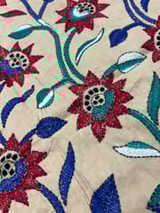 Floral Designer Kanthawork Blouse Piece