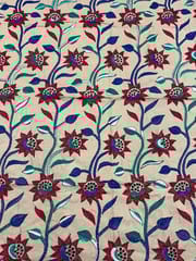 Floral Designer Kanthawork Blouse Piece