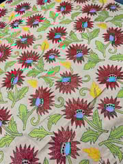 Floral Designer Kanthawork Blouse Piece