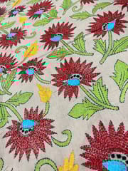 Floral Designer Kanthawork Blouse Piece