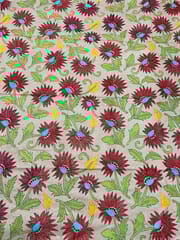 Floral Designer Kanthawork Blouse Piece