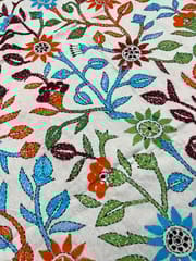 Floral Designer Kanthawork Blouse Piece