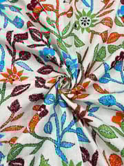 Floral Designer Kanthawork Blouse Piece