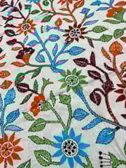 Floral Designer Kanthawork Blouse Piece