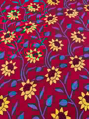 Floral Designer Kanthawork Blouse Piece