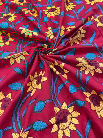 Floral Designer Kanthawork Blouse Piece